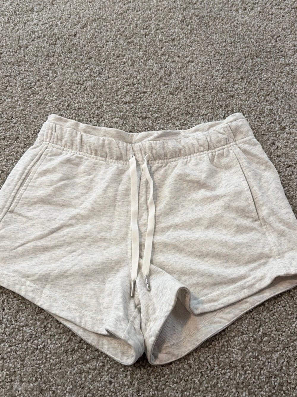 Amazon Women's Athletic Drawstring Shorts in Light Gray